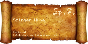 Szinger Huba névjegykártya
